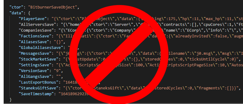 No-code - une page de code Json avec par dessus un symbole interdit.